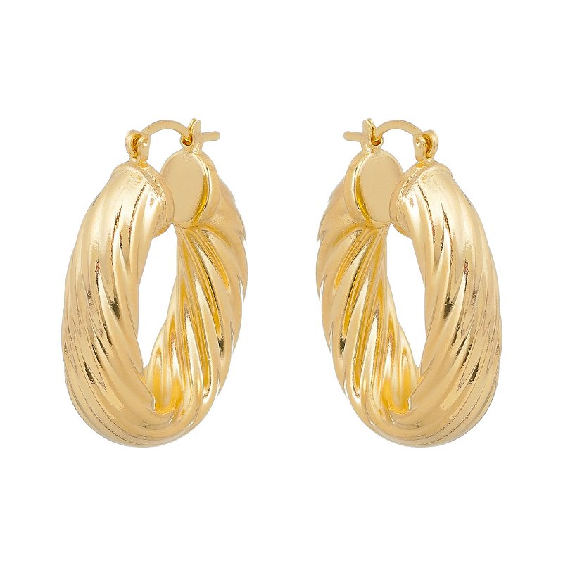 Argola trabalhada folheada a ouro 18k