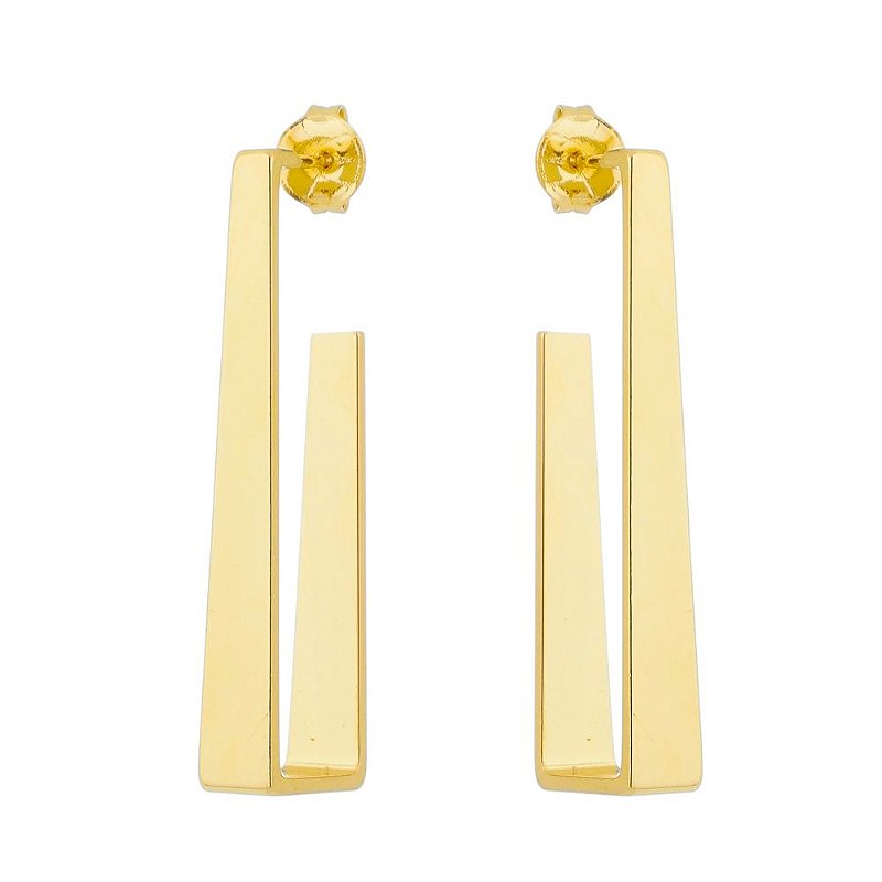 Argola retangular lisa folheada a ouro 18k