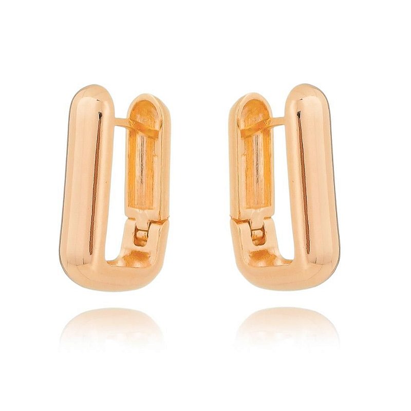 Argola quadrada lisa folheada a ouro 18k