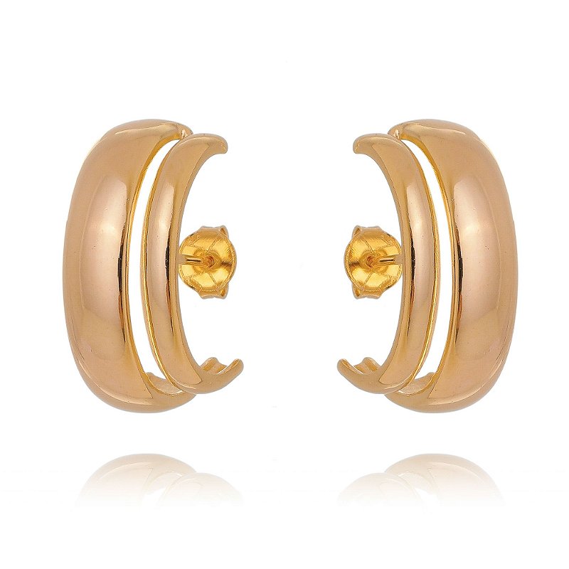 Brinco Ear Hooks folheado a ouro 18k