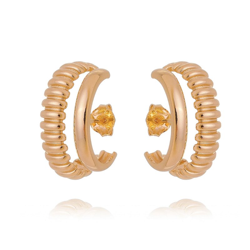Brinco Ear Hooks folheado a ouro 18k