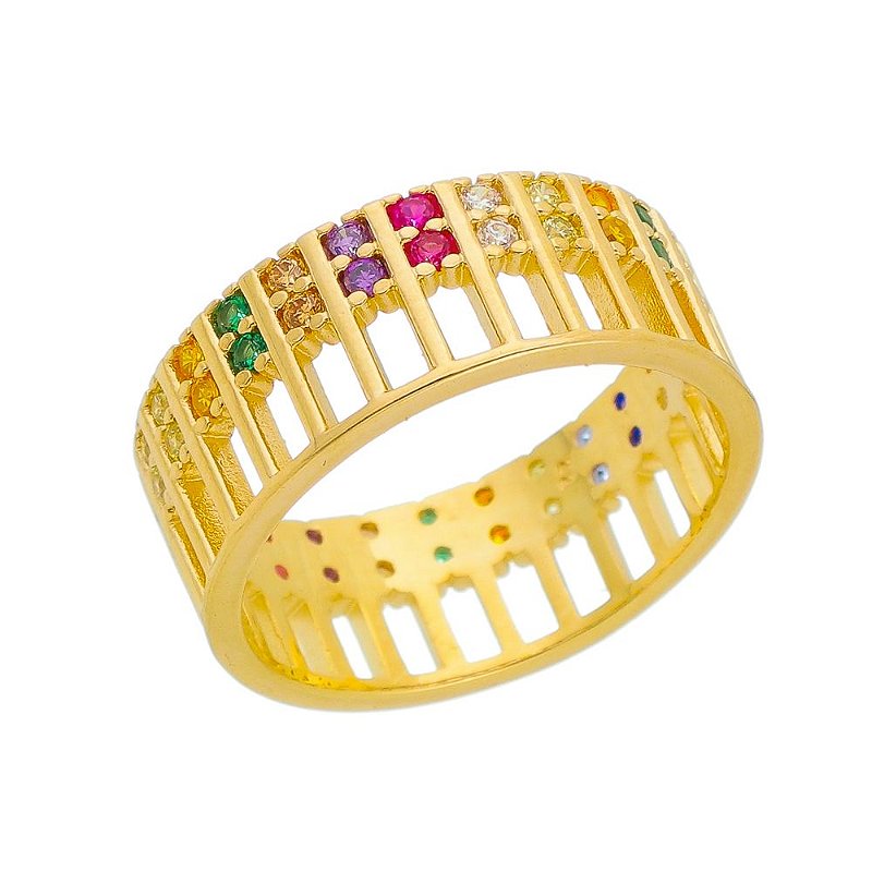 Anel largo folheado a ouro 18k