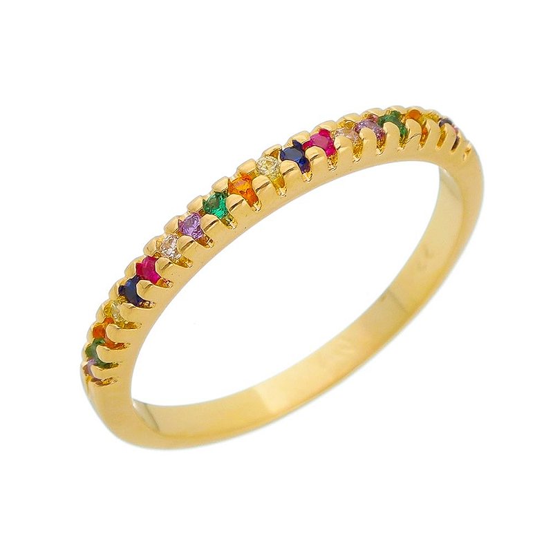 Meia aliança folheada a ouro 18k