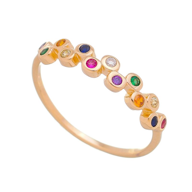 Meia aliança com zircônias folheada a ouro 18k