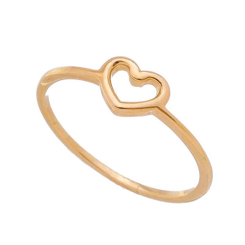Anel coração vazado folheado a ouro 18k
