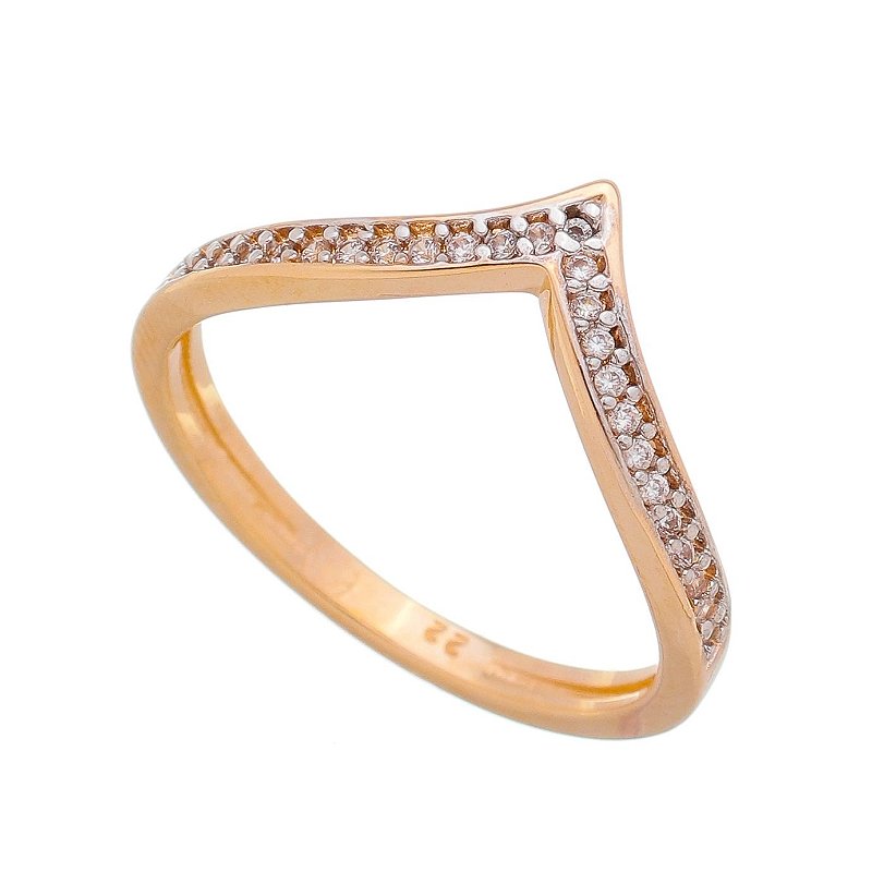 Anel com zircônias folheado a ouro 18k