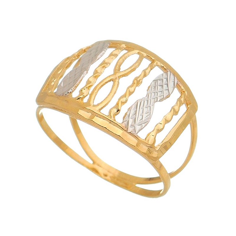 Anel trabalhado folheado a ouro 18k