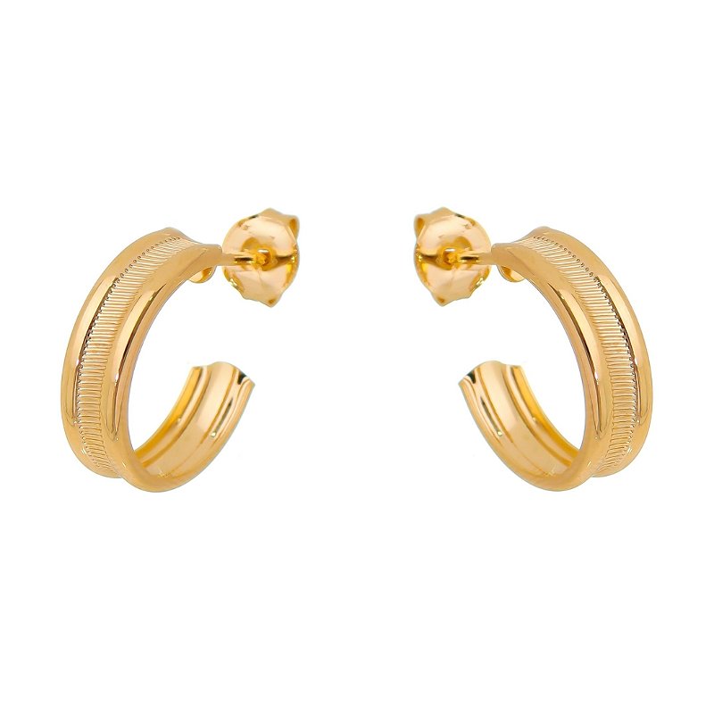 Argola trabalhada folheada a ouro 18k