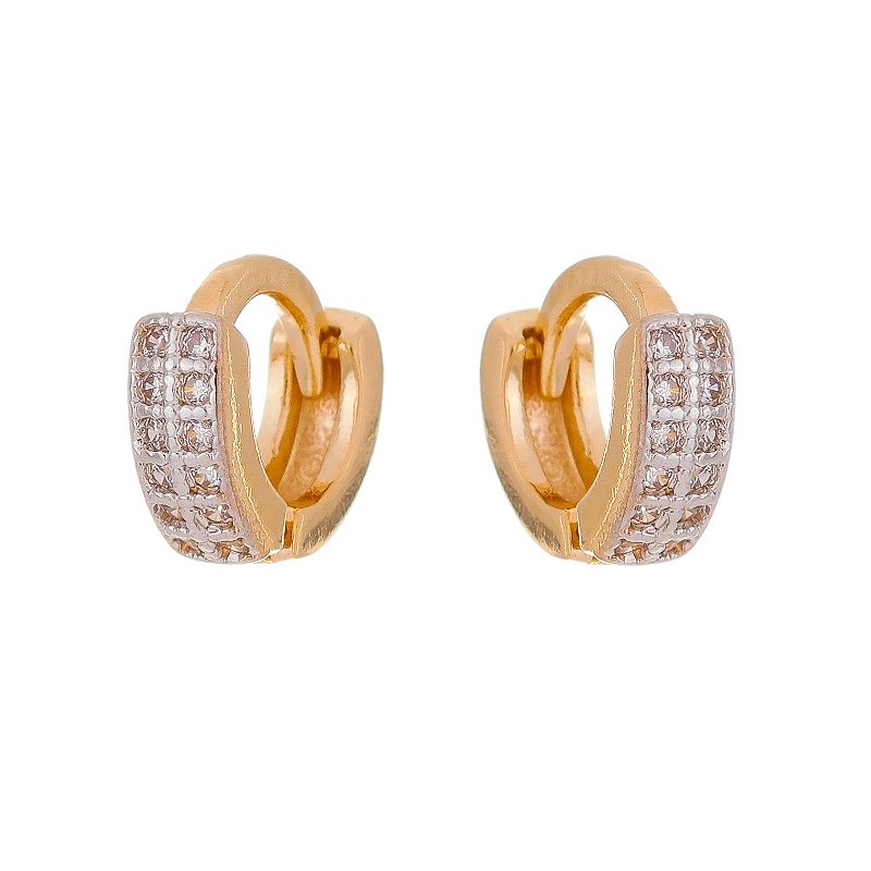 Argola pequena com zircônias folheada a ouro 18k