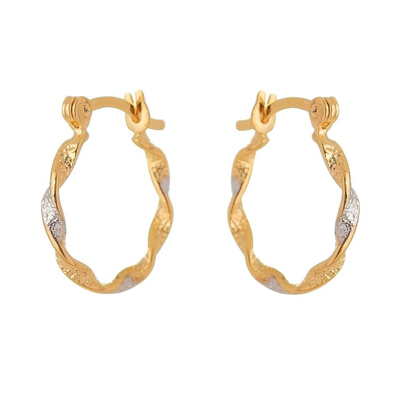 Argola trabalhada folheada ouro 18k