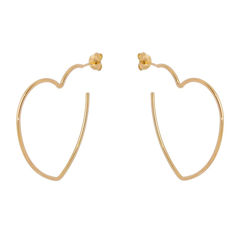 Argola coração folheada a ouro 18k