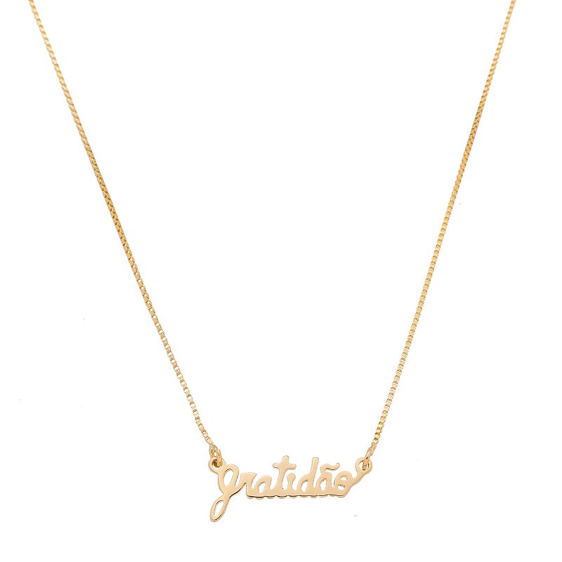 Gargantilha Gratidão folheada a ouro 18k