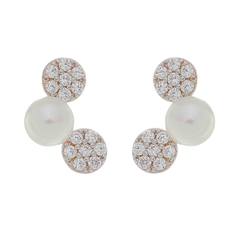 Brinco pérola sintética folheado a ouro 18k