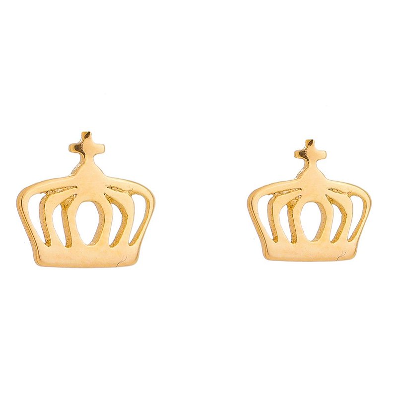 Brinco coroa folheado a ouro 18k