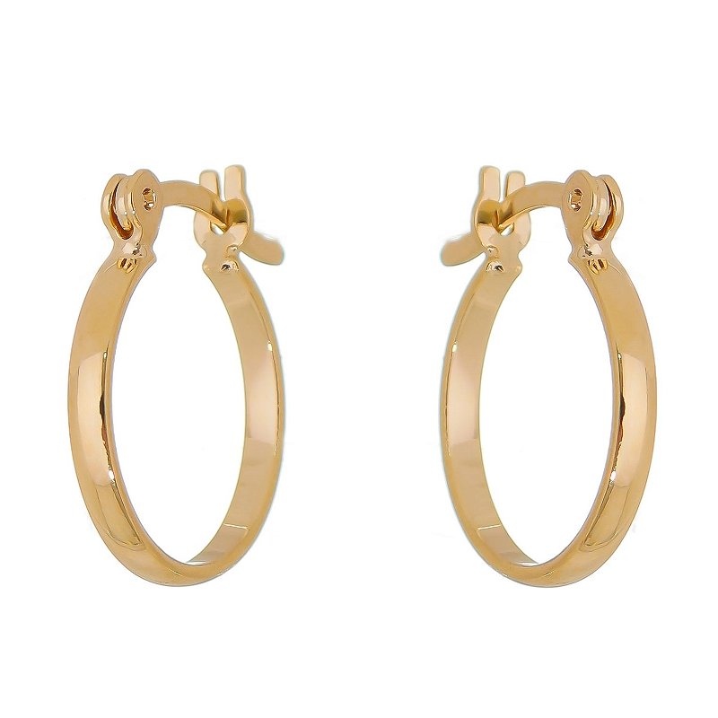 Argola pequena lisa folheada a ouro 18k