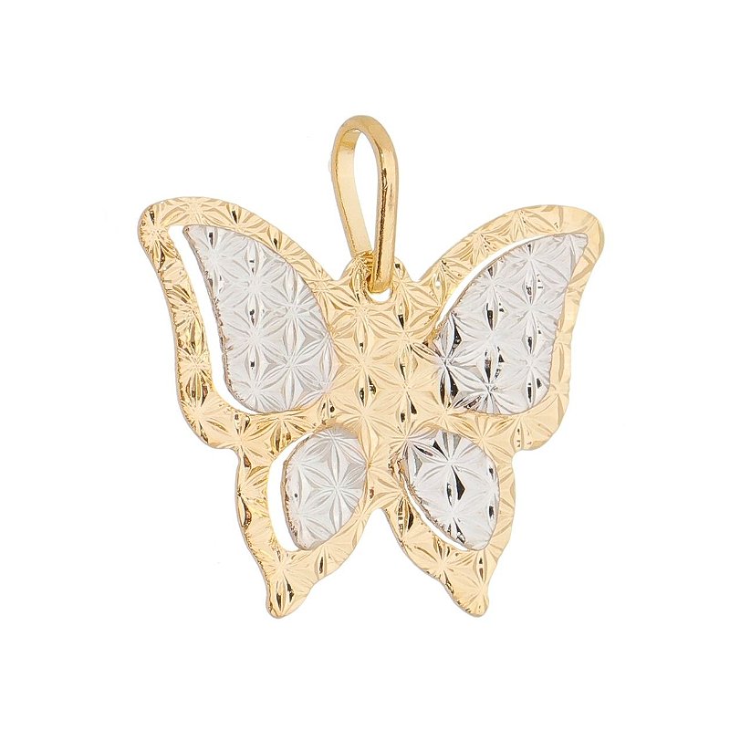 Pingente borboleta com Ródio folheado a ouro 18k