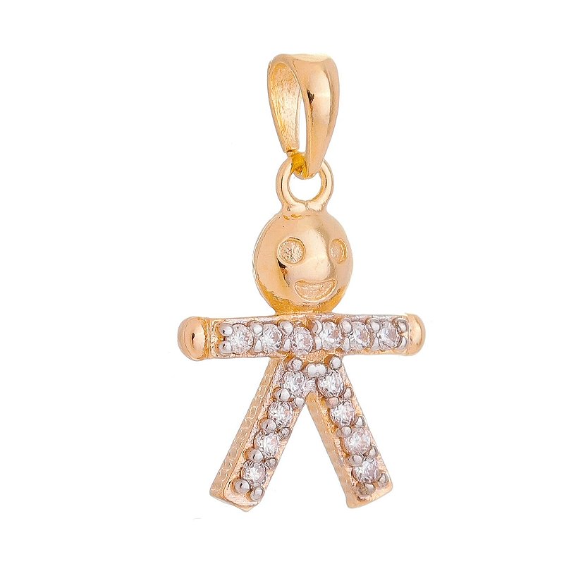 Pingente menino com zircônias folheado a ouro 18k