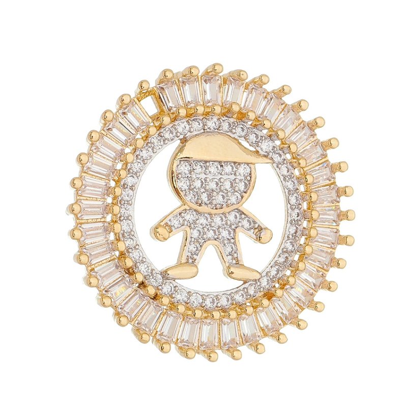 Pingente com zircônias folheado a ouro 18k