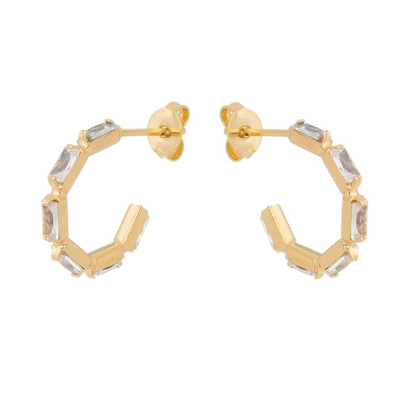 Argola pequena com zircônias folheada a ouro 18k