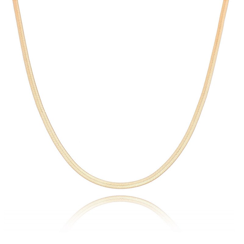 Corrente batida média folheada a ouro 18k