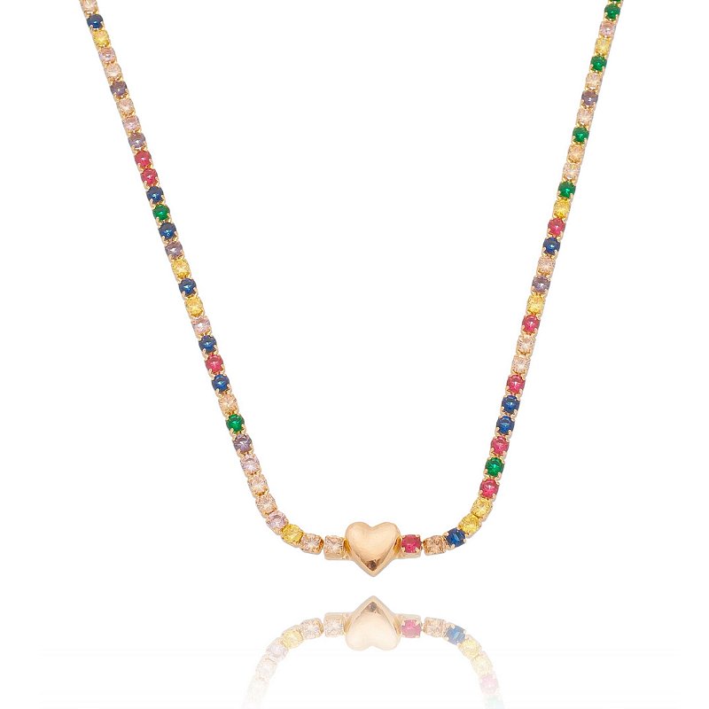 Gargantilha com zircônias folheada a ouro 18k