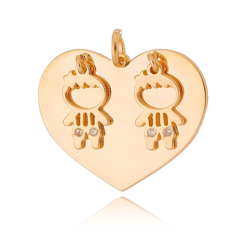 Pingente dois meninos folheado a ouro 18k