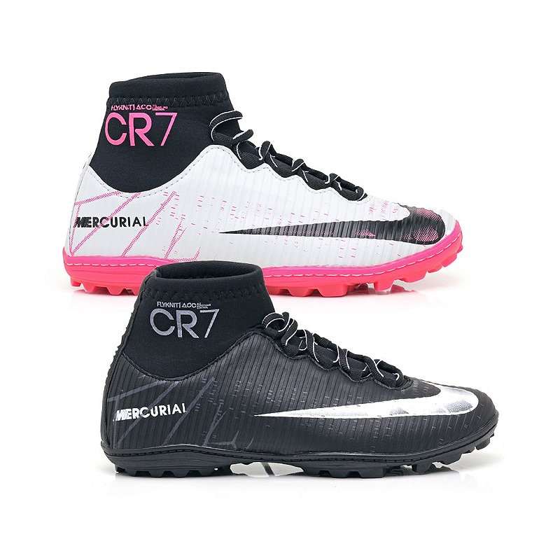 Kit 2 Chuteiras Society Nike Mercurial Cr7 Branco Pink e Preto - I-Run  Shoes | Sports