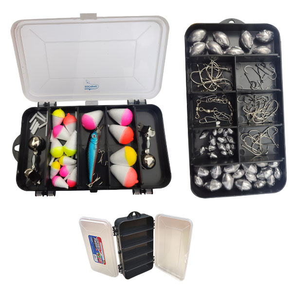 Maleta Tralha Pesca Anzois Giradores Snap Sino Boias Chumbos