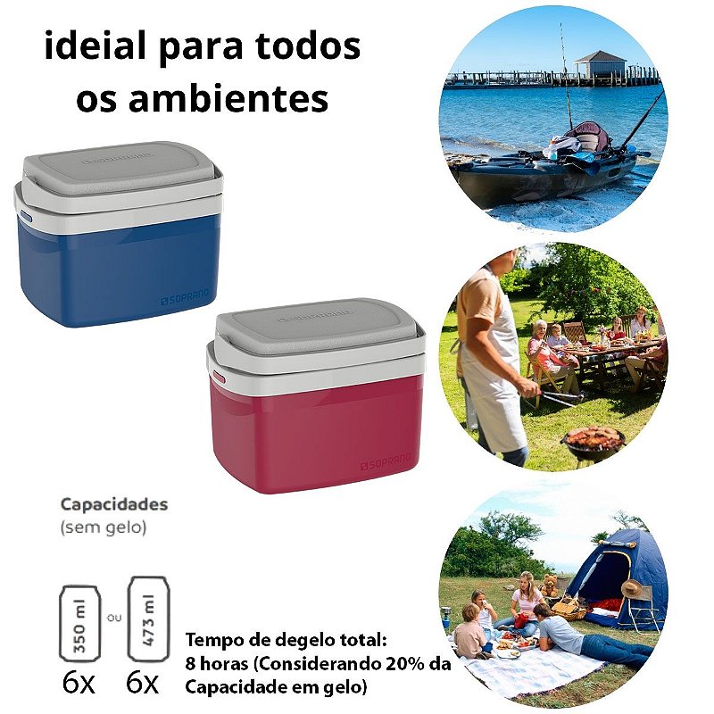 Caixa Térmica Pequena Cooler 5 Litros Com Alça Soprano - Docarmo Pesca