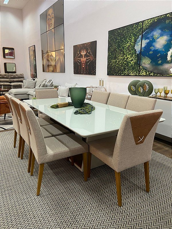 Conjunto Mesa de Jantar Vogue com 08 Cadeiras - Sylvia Design