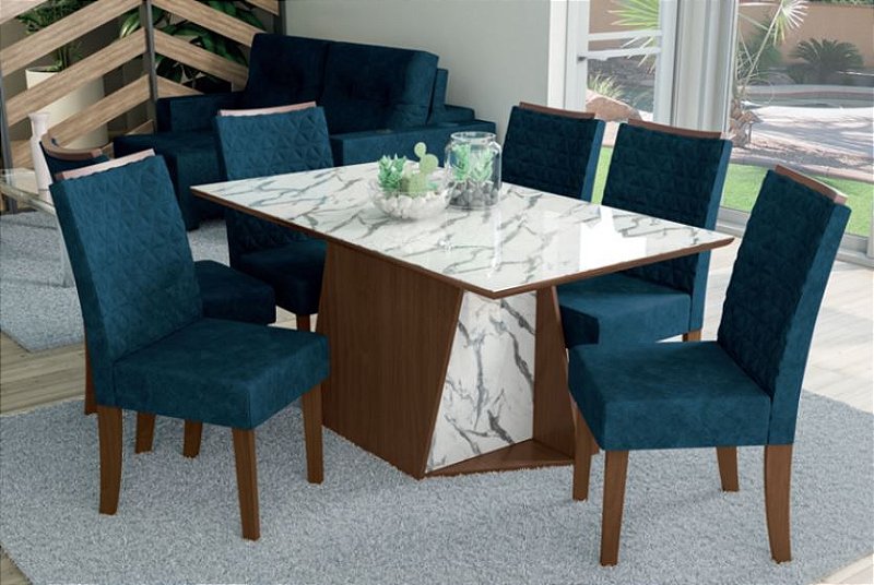 Mesa de jantar com 6 Cadeiras Lince - Sylvia Design
