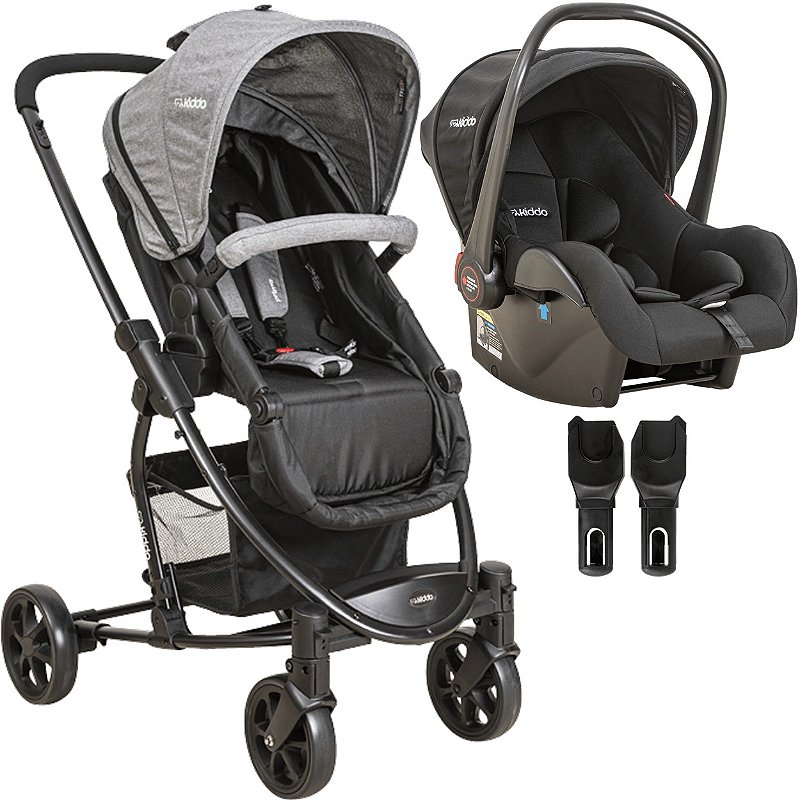 Carrinho de Bebe Moises Kiddo Prima com Bebe Conforto Grafite - Maçã ...