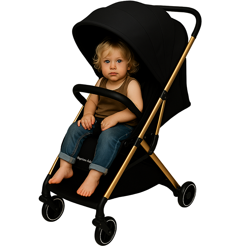 Carrinho de Bebê Premium Baby Zurich Black Gold Couro Preto - Maçã
