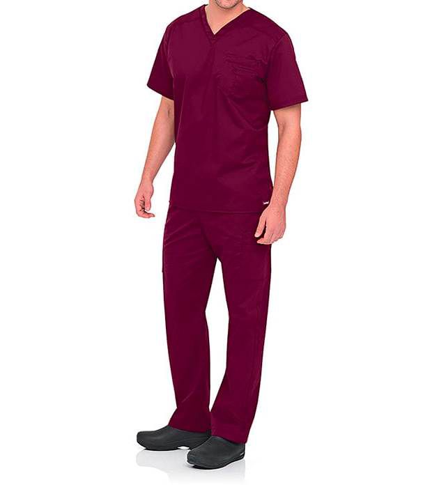Pijama Cirúrgico masculino BORDÔ / VINHO com nome Bordado - Médico  Veterinário - Mauriza 4 Cortes Uniforme Hospitalar