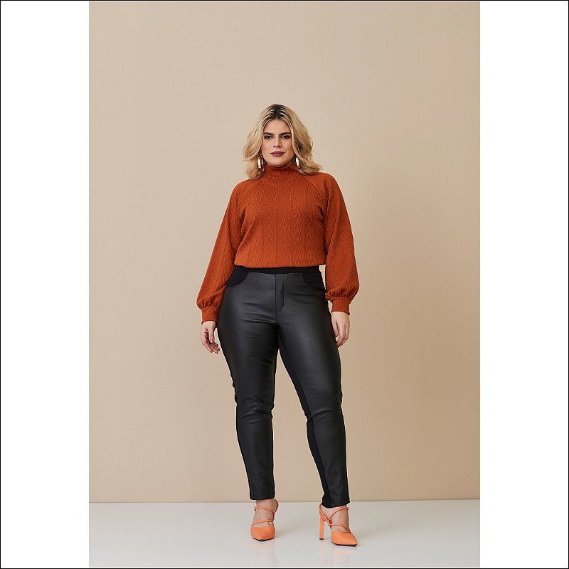 Calça resinada feminina sales plus size