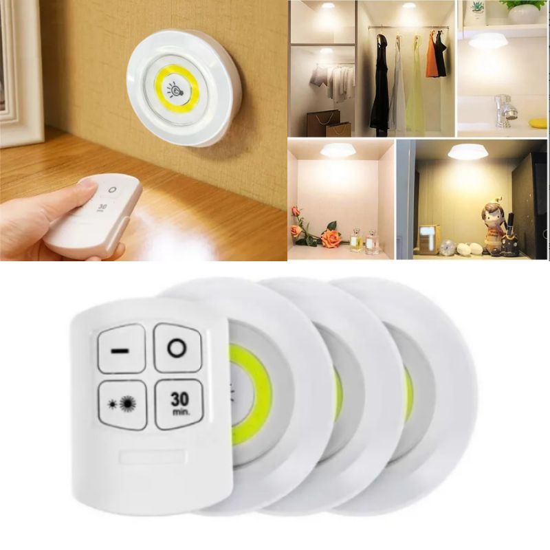 Kit 3 Luminarias Led Spot Lampada Pilha Adesivo Sem Fio Fácil Instalaç