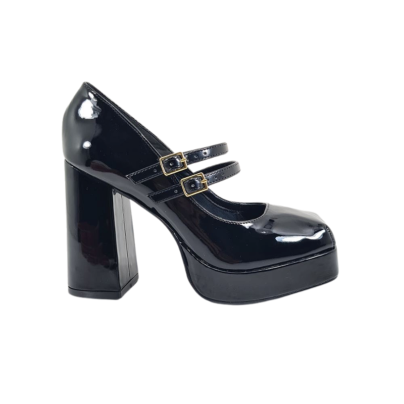 Salto Alto Sapato De Boneca Preto Sapato Feminino Salto Alto