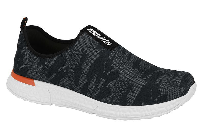 Tênis Masculino Slip On Tecido Actvitta 4902.100 Preto - Kalceaki Calçados  | Calçados Numeração Grande do 33 ao 45