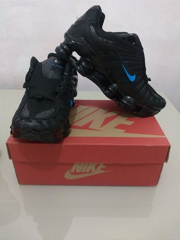 nike shox azul e preto