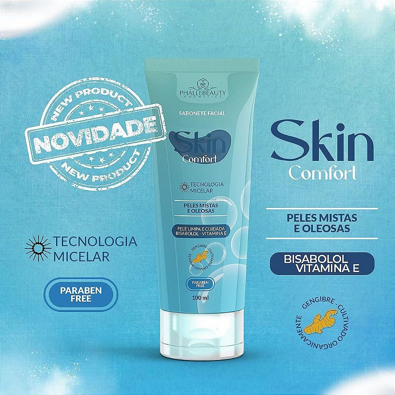 SABONETE FACIAL SKIN CONFORT ML PHALLEBEAUTY Distribuidora Dos Cosmeticos Tudo Para O