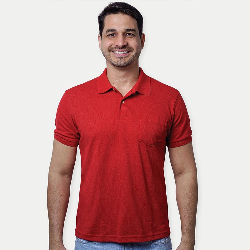 POLO WAYNA MC COMFORT LISA COM BOLSO MISTA VERMELHO MASCULINA