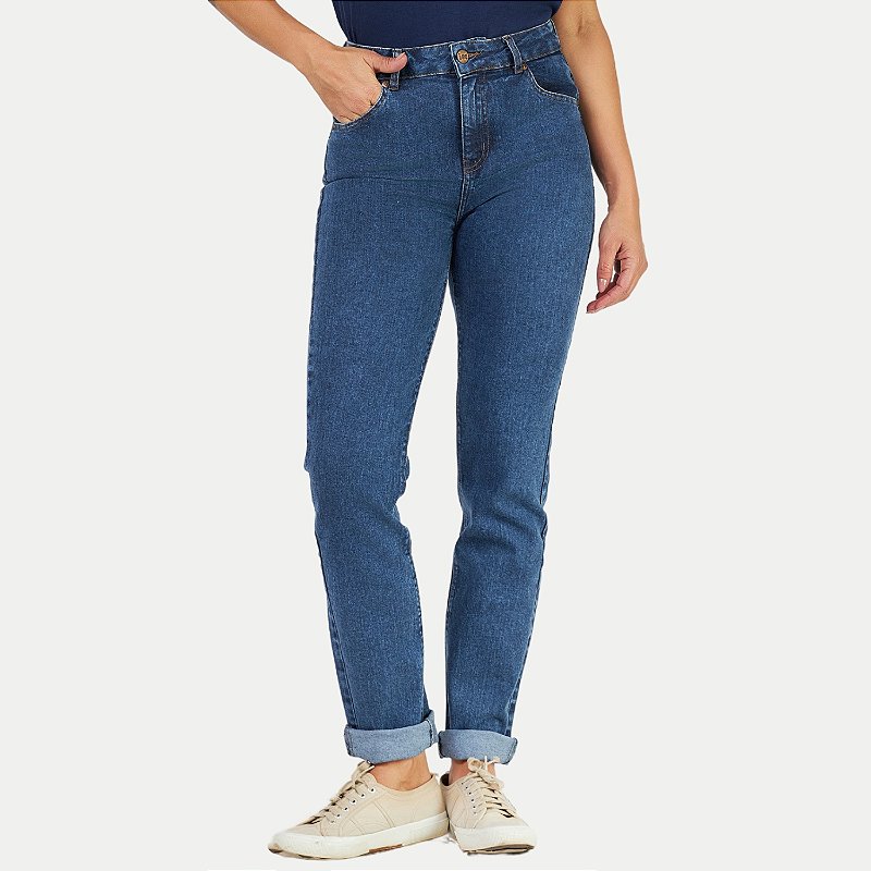 CALÇA LEE JEANS E ELASTANO COMFORT LAVAGEM MEDIA FEMININA ADULTA