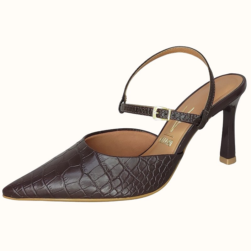 SAPATO VIZZANO SALTO ALTO CHANEL CROC MARROM FEMININO ADULTO
