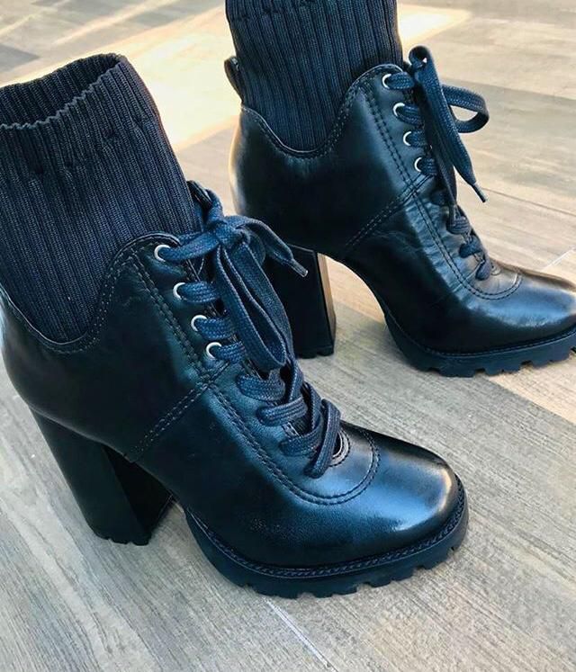 Combat boot salto knit black Clearance