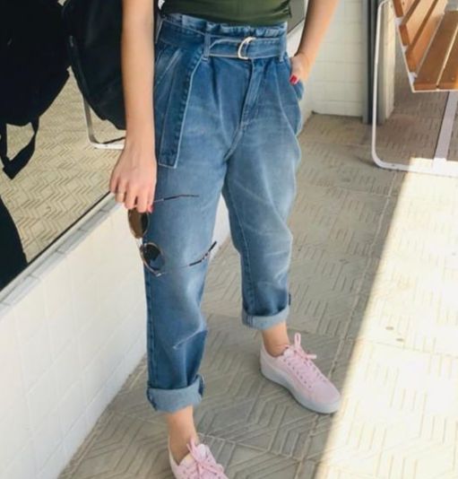 calca jeans com cinto