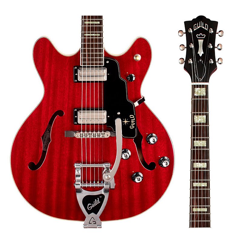 ギター De Armond Starfire guild gretsch Guitarra Guild Starfire Cherry Red c/ Vibrato - Planet Music Express