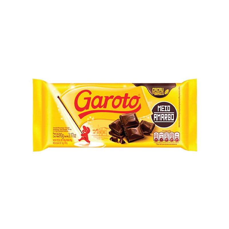Barra de Chocolate Garoto Meio Amargo 90g Casa Vieira