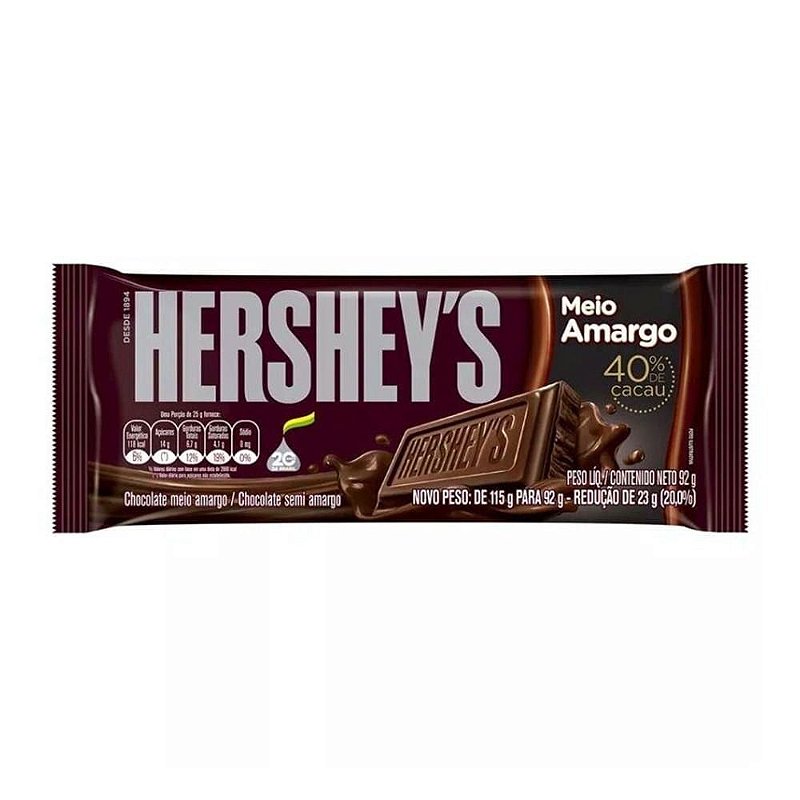 Barra de Chocolate Hershey's Meio Amargo 92g - Casa Vieira
