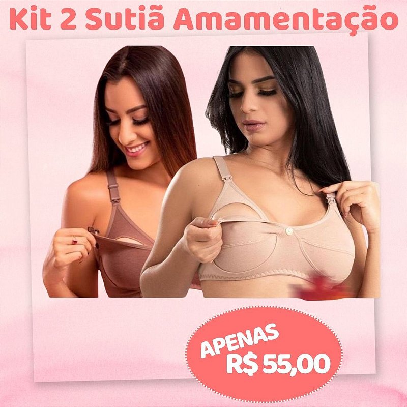 kit 2 Sutiã Amamentação Plus Size Reforçado Gestante Top Maternidade