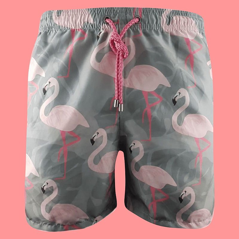 Short Água Harman Cinza Flamingos